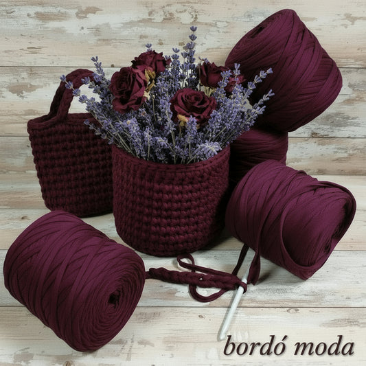 bordò moda autunnali 600 g 119911 fettuccia per uncinetto cotone elastico filati Stafil green Noodles stretch uso creare borse zainetto cestini tappeti cuscini arredamento clutch bags cerimonia pochette abbigliamento shop crochet