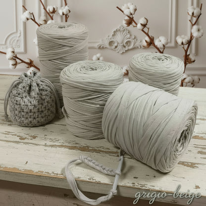 grigio beige autunnali 600 g 119911 fettuccia per uncinetto cotone elastico filati Stafil green Noodles stretch uso creare borse zainetto cestini tappeti cuscini arredamento clutch bags cerimonia pochette abbigliamento shop crochet