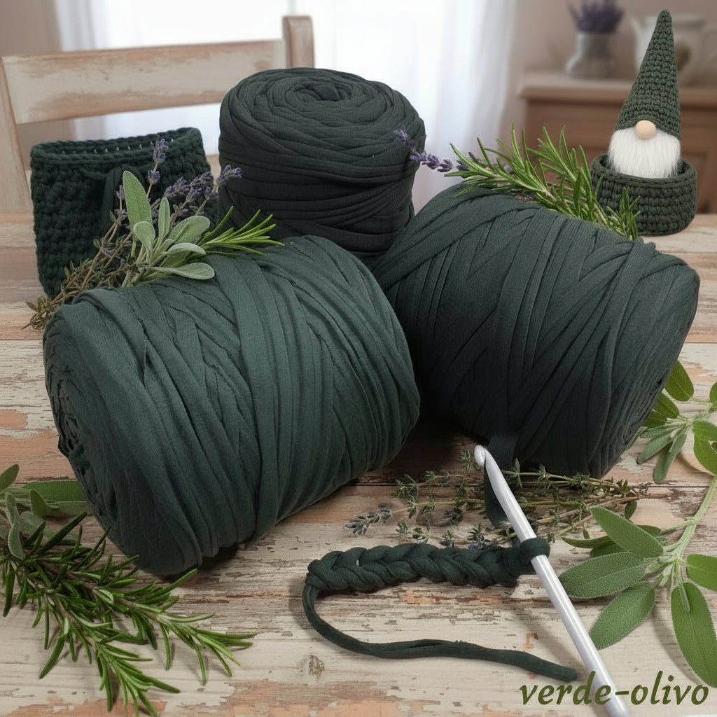 verde olivo autunnali 600 g 119911 fettuccia per uncinetto cotone elastico filati Stafil green Noodles stretch uso creare borse zainetto cestini tappeti cuscini arredamento clutch bags cerimonia pochette abbigliamento shop crochet