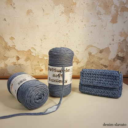fantasia denim slavato fettuccia soft mas lycra borse uncinetto pochette borsellini