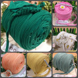 rosa verde albicocca senape fantasia fettuccia noodles cotone stretch elasticizzata uso fai da te borse pochette sacche mare shopper cestini pasquali uncinetto tappeti cuscini culle bambino porta enfant craft yarn tipo Noodles Stafil collane scaldacollo