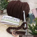 marrone cioccolato fettuccia cotone elasticizzata uso fai da te borse pochette baby culle shopper cestini uncinetto tappeti cuscini bambino porta enfant craft yarn tipo Noodles Stafil collane scaldacollo