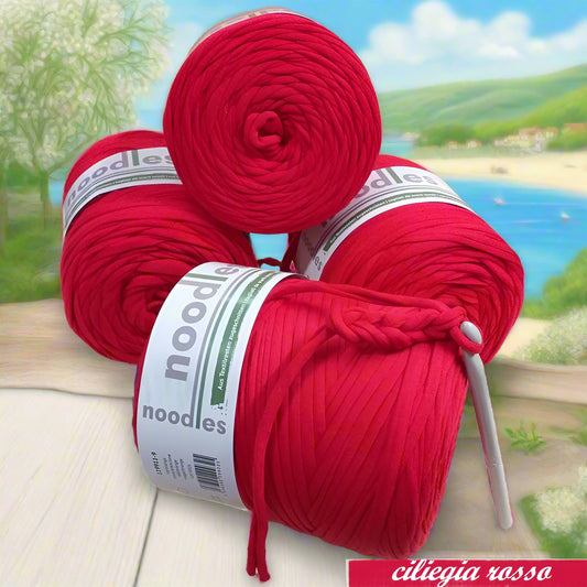 ciliegia rosso 600 g 119911 fettuccia per uncinetto cotone elastico filati Stafil green Noodles stretch uso creare borse zainetto cestini tappeti cuscini arredamento clutch bags cerimonia pochette abbigliamento sacca mare piscina shop crochet