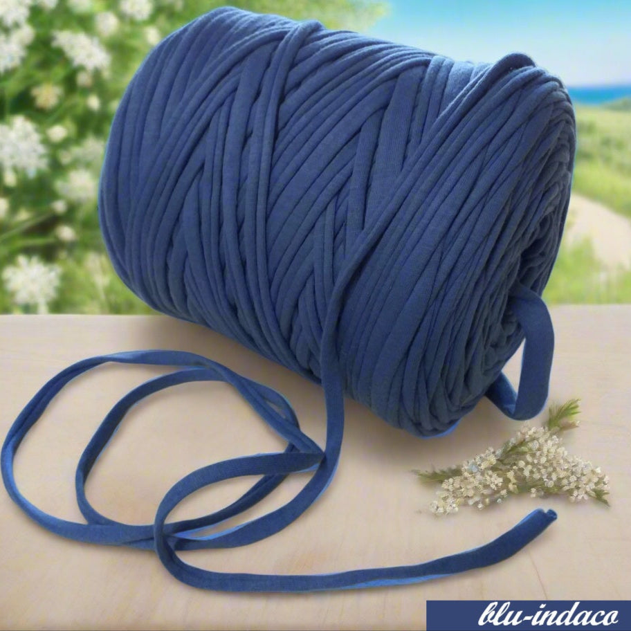 blu-indaco estate spiaggia abbigliamento moda mare 119911  Noodles t-shirt garn fettuccia stafil elastico cotone stretch uso bustine pochette borse uncinetto cestini tappeti cuscini collane culle porta enfant addobbi fiocco clutch bags oggetti nascita sporte