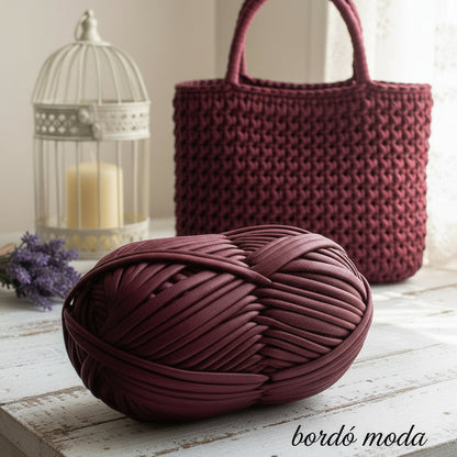 gomitolo Silk & bag Silke fettuccia ecopelle bordò fashion uso cordino per borse uncinetto abbigliamento moda rivestire manici realizzare pochette clutch bags