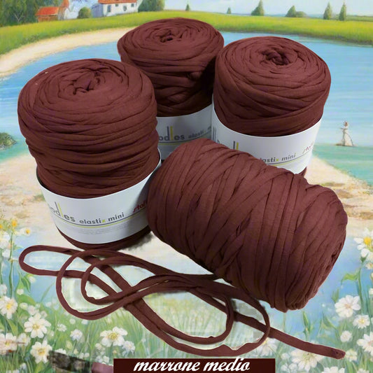 marrone medio 119927 stafil t-shirt garn stretch yarn fettuccia elasticizzata maglina cotone noodles per uncinetto borse crochet bags clutch cestini tappeti cuscini collane braccialetti ceste porta enfant scaldacollo natale