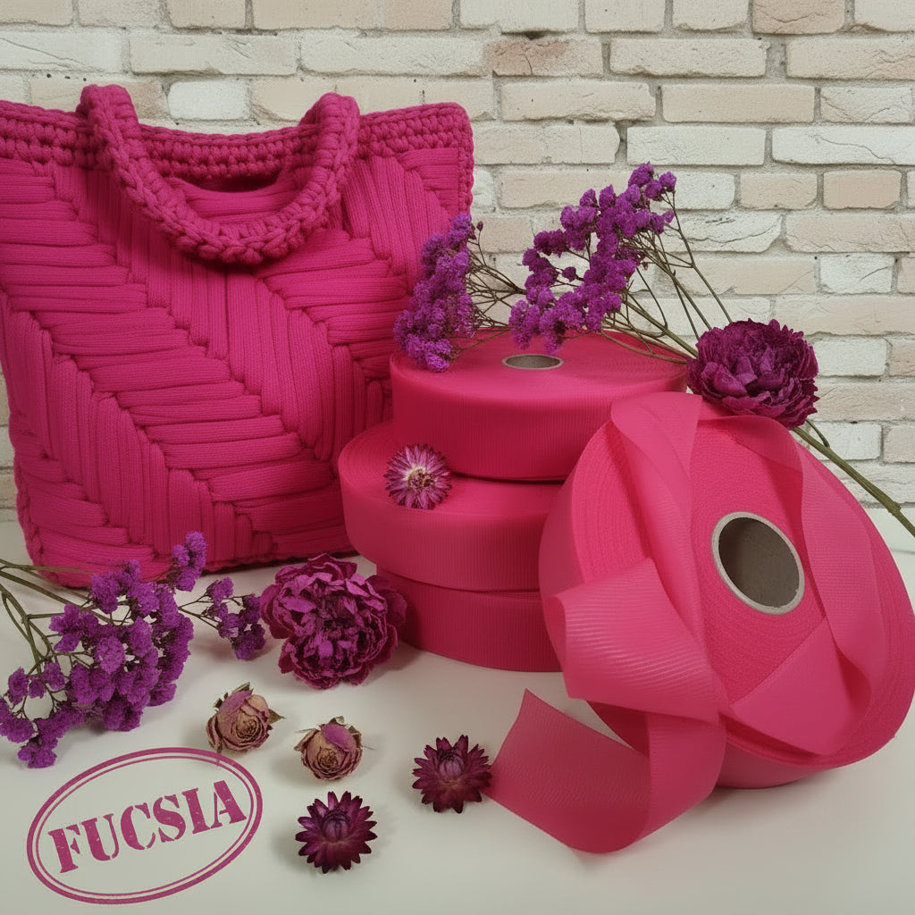 colore fucsia fettuccia borse uncinetto jersey tipo lycra elastica brand Stafil