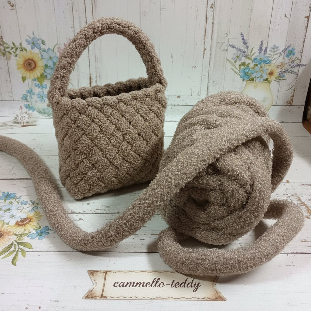 cammello-teddy 1/2 kg fettuccia ripiena marshmallow filato borse gigante grosso spesso imbottito chunky bags tubolare intrecciare a mano senza uncinetto pochette shopper