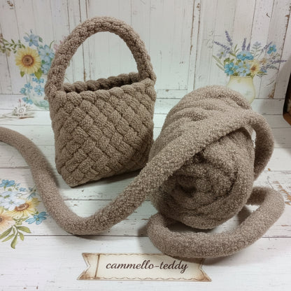 cammello-teddy 1/2 kg fettuccia ripiena marshmallow filato borse gigante grosso spesso imbottito chunky bags tubolare intrecciare a mano senza uncinetto pochette shopper