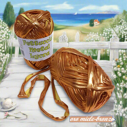 oro miele  bronzo Mas 100 g fettuccia lamè metallica metallizzata simil-pelle ecopelle verniciata per borse uncinetto clutch bags estate 2025
