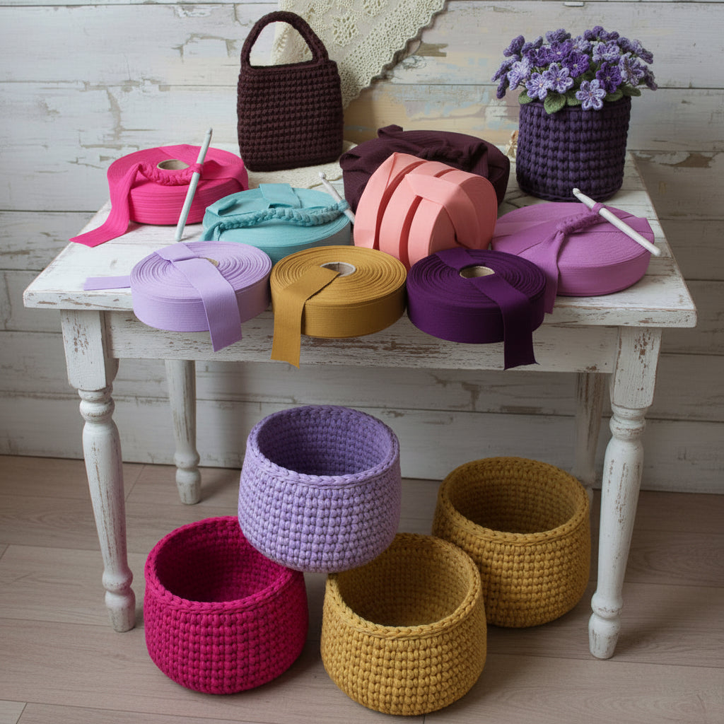 fucsia lilla ocra ciclamino bordeaux viola turchese shop offerta vendita fettuccia stafil maglina morbida elastane plissé poliammide lycra soft-elastica colori moda alta pizza larga piatta 4 cm uso borse uncinetto clutch bags crochet amigurumi cestini