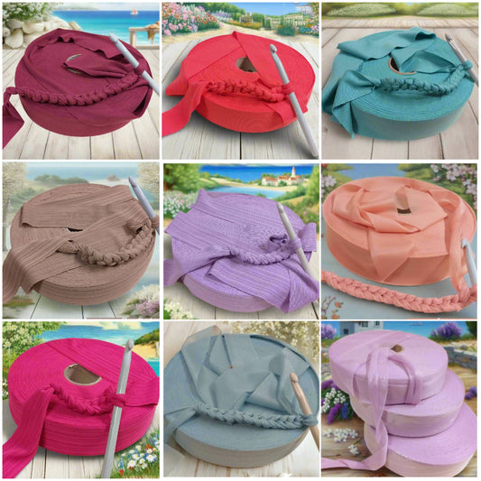 autunno 2025 bordò corallo tiffani chiaro cannella lilla pesca fucsia azzurro glicine shop offerta vendita fettuccia stafil maglina jersey e plissé poliammide lycra soft-elastica colori moda alta pizza larga piatta 4 cm uso borse uncinetto clutch bags crochet amigurumi cestini mare
