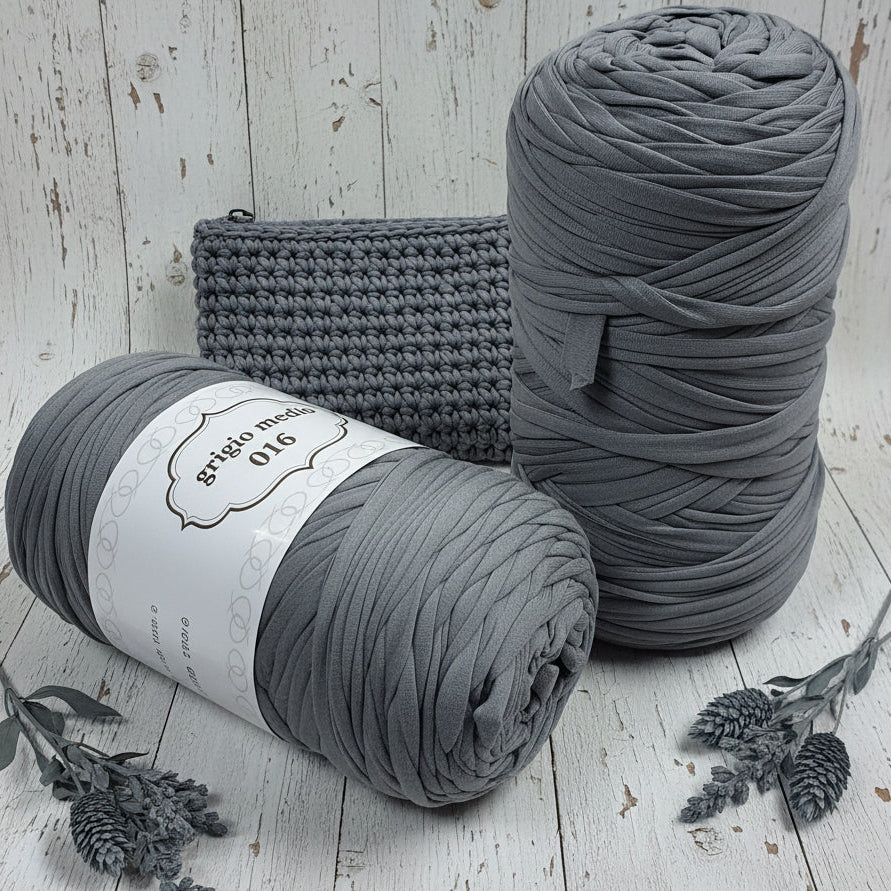 grigio medio cucirini 3 stelle fettuccia lycra soft borse pochette uncinetto