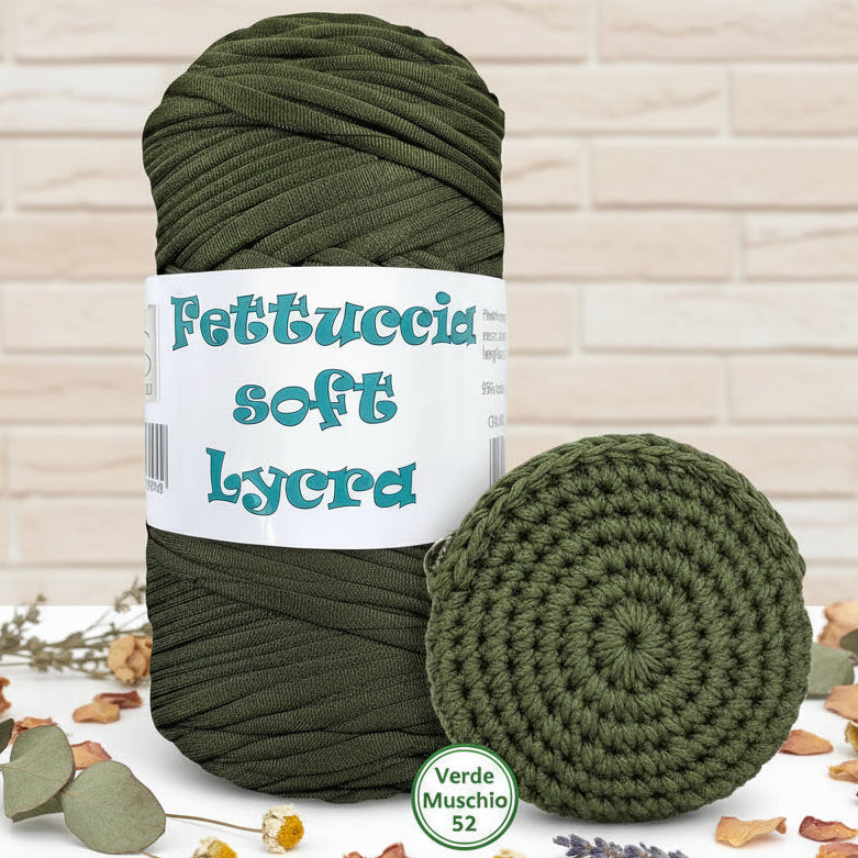 MAS verde 52 lycra soft fettuccia borse uncinetto poliestere con elastane morbida uso crochet borsellino pochette clutch bags borse abbigliamento moda