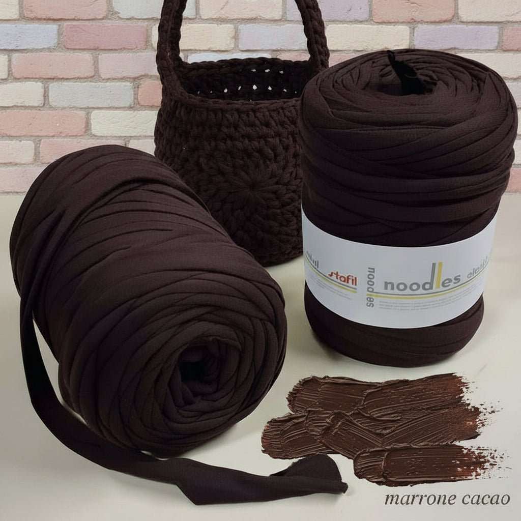 marrone scuro colore di fettuccia cotone elasticizzato stafil noodles mini uso uncinetto borse cestini
