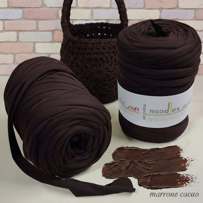 marrone scuro colore di fettuccia cotone elasticizzato stafil noodles mini uso uncinetto borse cestini
