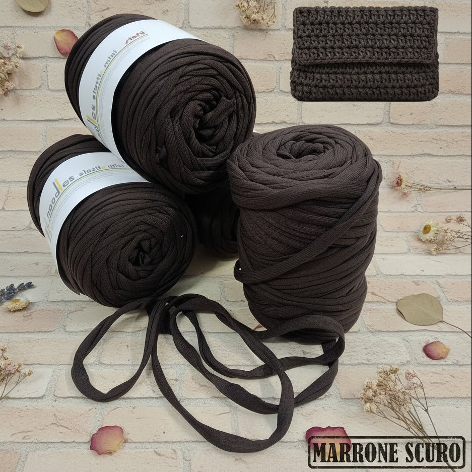 marrone scuro colore di fettuccia cotone elasticizzato stafil noodles mini uso uncinetto borse cestini