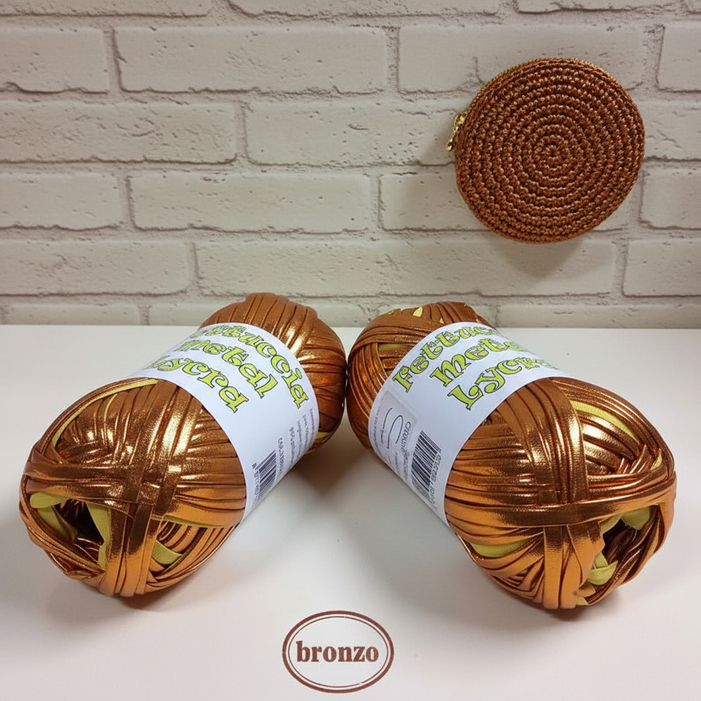 idea borsellino tondo con fettuccia lycra metallizzata mas colore bronzo