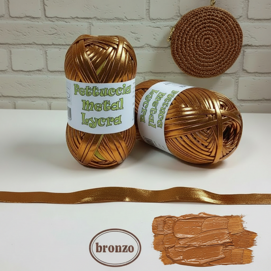idea borsellino tondo con fettuccia lycra metallizzata mas colore bronzo
