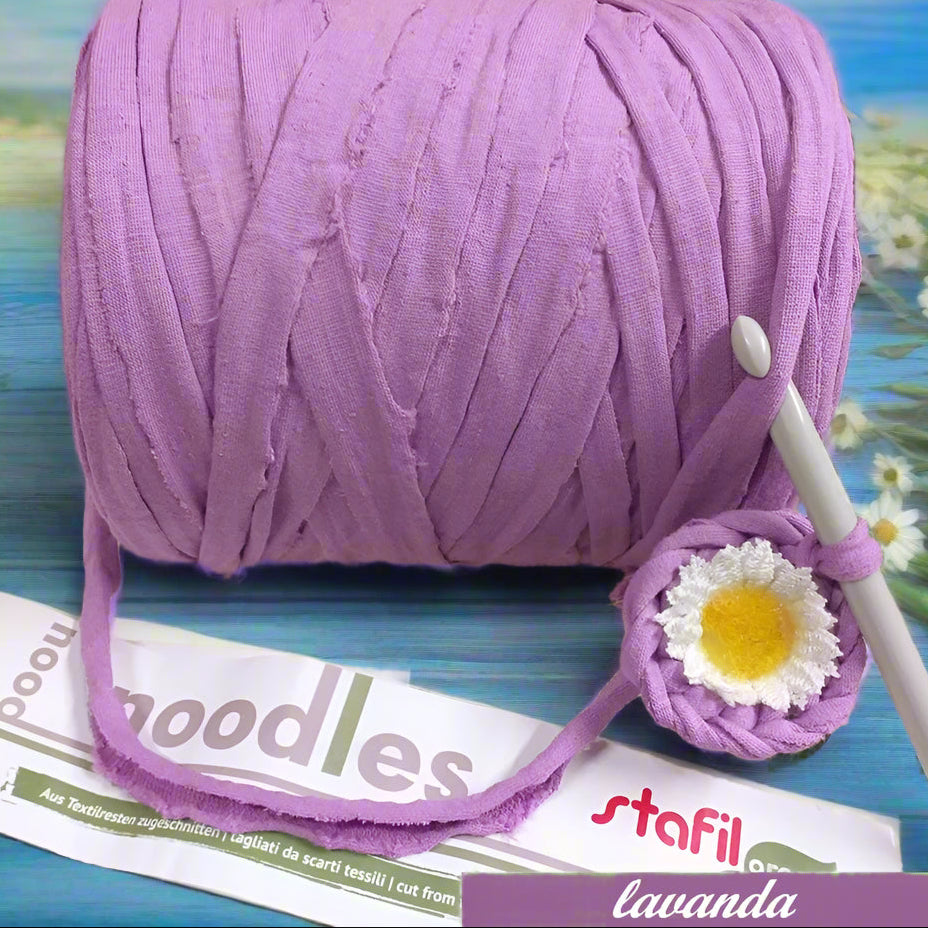 119911 glicine lilla lavanda Noodles per bimba t-shirt garn fettuccia stafil elastico cotone stretch uso borse uncinetto cestini tappeti cuscini collane culle porta enfant addobbi fiocco clutch bags oggetti nascita
