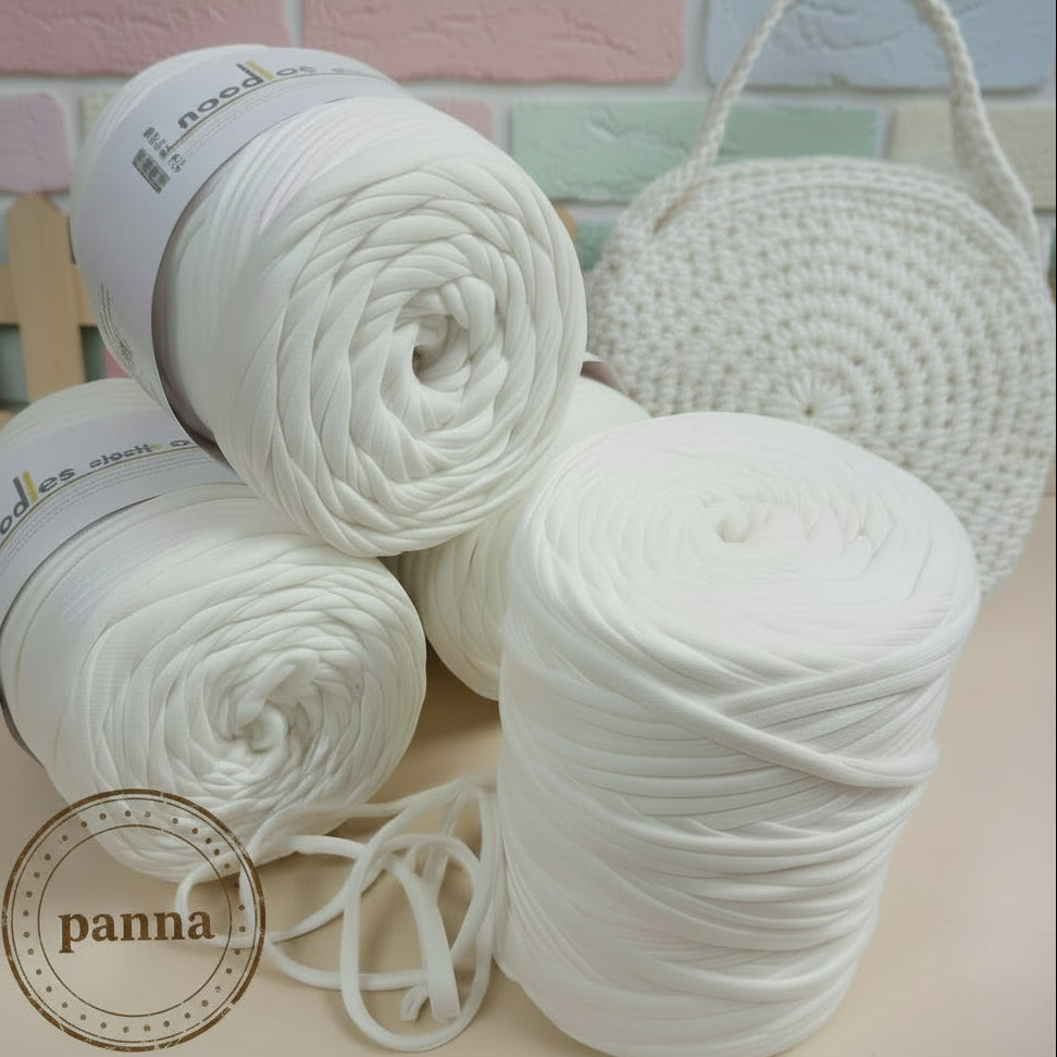 colore bianco panna elastico fettuccia per borse  uncinetto Noodles Stafil cotone macramè knitting crochet
