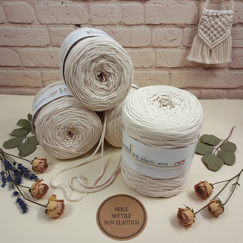 beige sottile non elastico fettuccia per borse  uncinetto Noodles Stafil cotone macramè knitting crochet