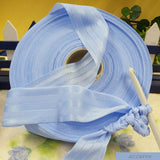 lycra azzurra a righe piatta filato uncinetto elastane elasticizzato per creazioni borse culle port enfant cestini tappeti cuscini pasquali