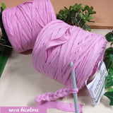 rosa-pink bicolore 119911 stafil t-shirt garn stretch yarn fettuccia elasticizzata maglina cotone noodles per uncinetto borse crochet bags clutch cestini tappeti cuscini collane braccialetti ceste porta enfant scaldacollo natale