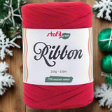 stafil green ribbon 250 g 130 m cotone riciclato fettuccia rossa borse uncinetto uso pochette clutch bags crochet cestini confezioni regalo natalizie