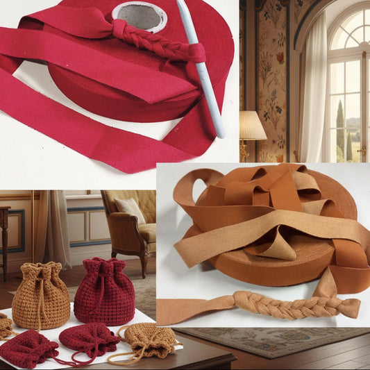 caramello bordò-india fettuccia scamosciata per borse uncinetto 10/12 realizzare clutch bags con vellutino esempi borsette fatte a mano secchiello e modello da polso
