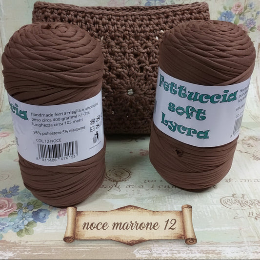 MAS colore marrone noce 12 lycra soft fettuccia borse uncinetto poliestere con elastane morbida uso crochet pochette clutch bags borse abbigliamento moda cestini