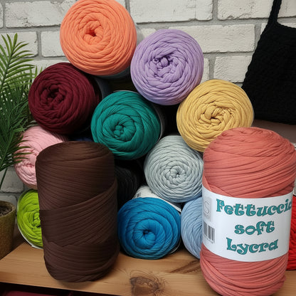 marrone rosa cipria azzurro turchese verde panna bordeaux nero rosso giallo colori vetrina fettuccia soft lycra Mas e Cucirini 3 Stelle per borse uncinetto