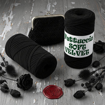 colore nero 81 fettuccia soft velvet velluto MAS per borse uncinetto, tipologia tubolare