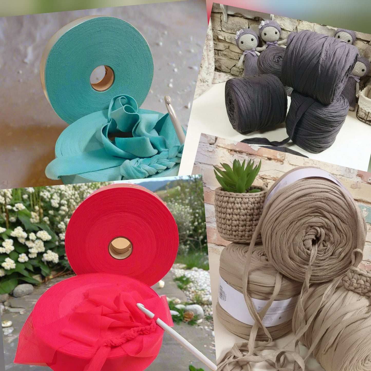 colore beige piquet non elastico cotone tulle rosso fettuccia turchese grigio filato per cestini uncinetto portavasi portapiante