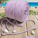 119911 glicine lilla chiaro lavanda Noodles per bimba t-shirt garn fettuccia stafil elastico cotone stretch uso borse uncinetto cestini tappeti cuscini collane culle porta enfant addobbi fiocco clutch bags oggetti nascita sporte spiaggia mare
