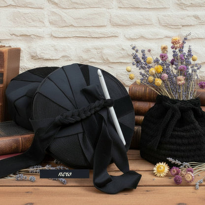 maglina nera velvet crochet fettuccia velluto per borse uncinetto pizza per clutch bags pochette cerimonia matrimonio eleganti borsette