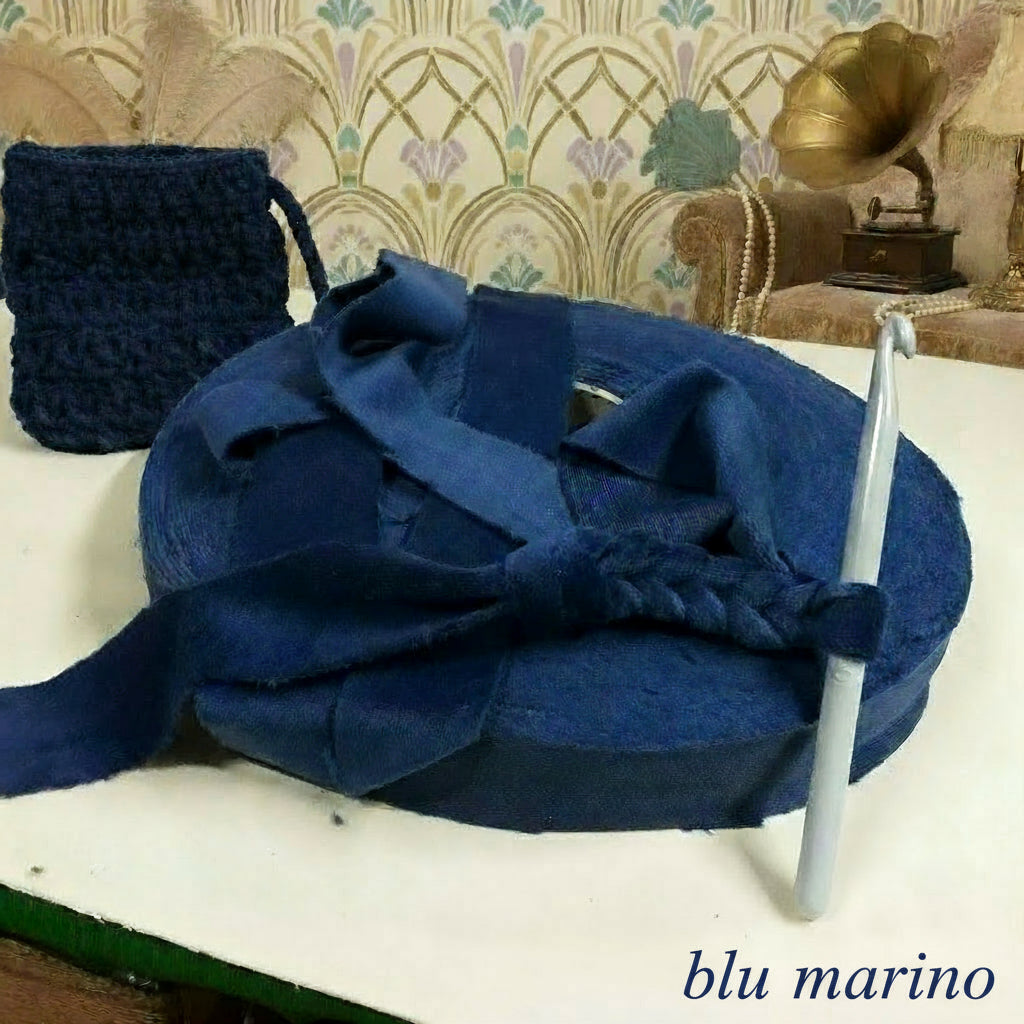 maglina blu marino velvet crochet fettuccia velluto per borse uncinetto pizza per clutch bags pochette cerimonia matrimonio eleganti borsette