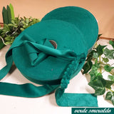 maglina verde smeraldo velvet crochet fettuccia velluto per borse uncinetto pizza per clutch bags pochette cerimonia Natale Capodanno eleganti borsette