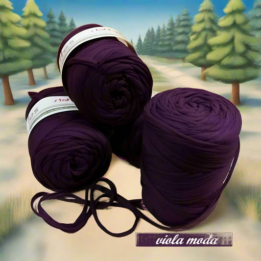 viola moda stafil t-shirt garn stretch yarn fettuccia elasticizzata maglina cotone noodles per uncinetto borse crochet bags clutch cestini tappeti cuscini collane braccialetti ceste porta enfant scaldacollo natale
