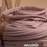 colore marrone nocciola Wiggly fettuccia per borse uncinetto crochet bag pochette eco cotone lycra di qualità special edition Cucirini Tre Stelle  filato yarn garne t-shirt colorato moda fashion abbigliamento e cestini natale