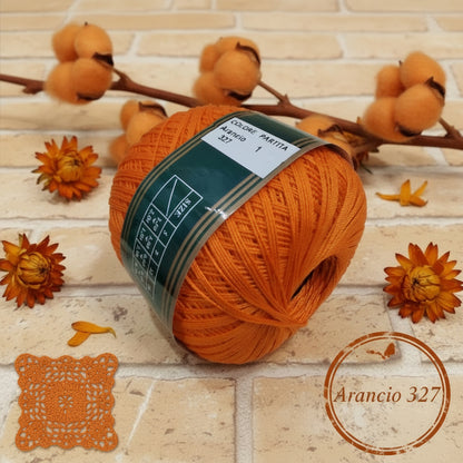 arancione 327 filo di scozia Profilo 100 g 100% puro cotone pregiato filato sottile n 12 per uncinetto 0.60 - 1.00 lavori crochet chiaccherino filet pizzi merletti