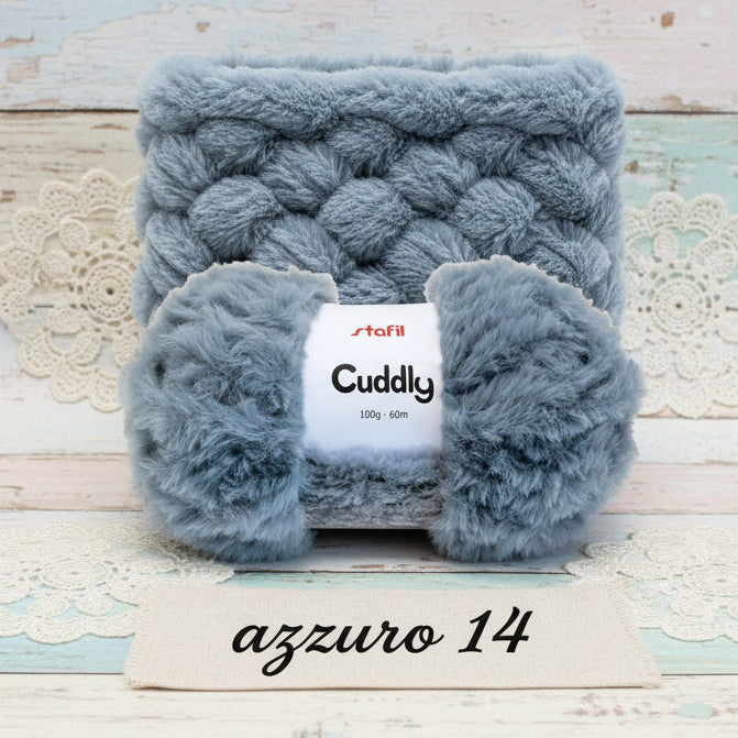 vetrina azzurro 14, 100 g 60 metri stafil cuddly lana pelliccia filato pelosetto pelliccetta peluche per borsa uncinetto modello pochette o clutch cestino