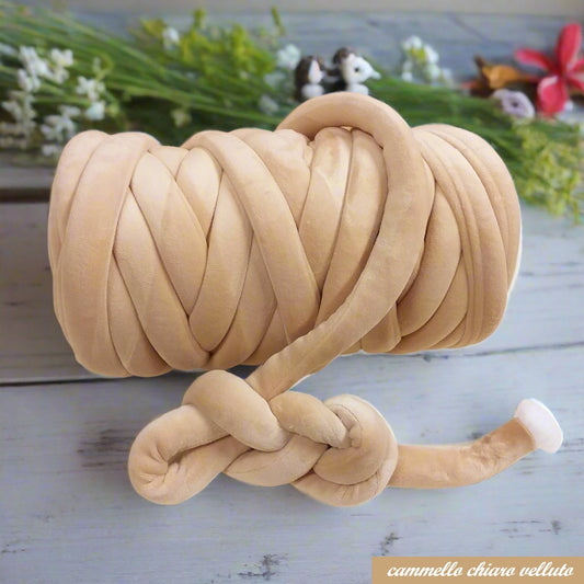 velluto cammello chiaro 1 kg fettuccia ripiena marshmallow filato borse gigante grosso spesso imbottito chunky bags tubolare intrecciare a mano senza uncinetto pochette