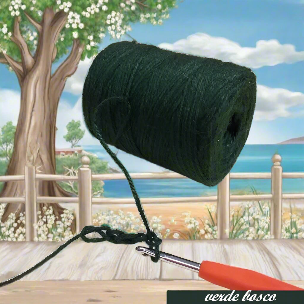 stafil green jute garn 250 g 210 m verde bosco cestini portavaso portapiante cesto portabarattolo da realizzare all'uncinetto con filato juta naturale filo colorato uso lavori a mano di tappeti arazzi borse