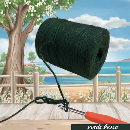 stafil green jute garn 250 g 210 m verde bosco cestini portavaso portapiante cesto portabarattolo da realizzare all'uncinetto con filato juta naturale filo colorato uso lavori a mano di tappeti arazzi borse