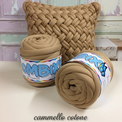 cotone cammello bombix tre stelle Cucirini 1/2 kg fettuccia ripiena marshmallow filato borse gigante grosso spesso imbottito chunky bags tubolare intrecciare a mano senza uncinetto pochette shopper