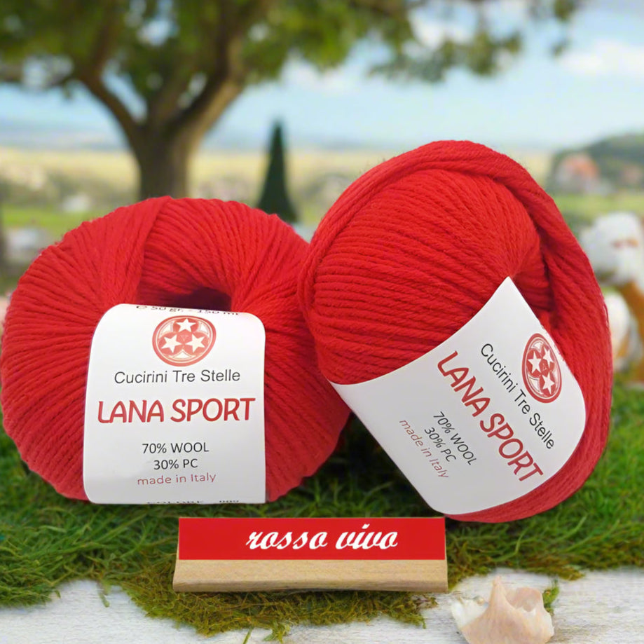 rosso vivo offerte filato misto lana vergine acrilico filo sintetico Sport Cucirini Tre Stelle gomitolo 50 g 150 metri colori inverno 2025 2026 uso uncinetto ferri da maglia e calza per guanti cappelli sciarpe scaldacollo maglioni copertine cappotto stole