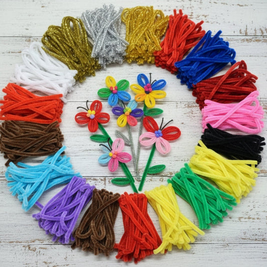 vetrina colori fili di ciniglia scovolini decorativi per hobby creativi lavoretti bambini ferretti modellabili bastoncini ferro animato metallo ad uso addobbi natalizi creazioni animaletti braccia bambole angeli gnomi folletti idea fare fiori farfalle con stelo