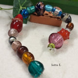 lotto L perline colori misti forme assortite varie serie colorate perle di vetro veneziano stile Murano vendita a fili shop offerta stock