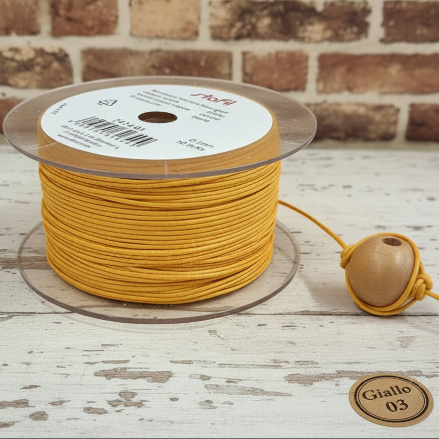 Stafil giallo 03 cordoncino cerato di cotone cordino 1 mm uso bigiotteria collane gioielleria bijoux gioielli uncinetto borse, idea rivestire perla legno